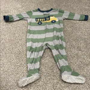 Carter's Green Striped Dump Truck Kids Pajamas